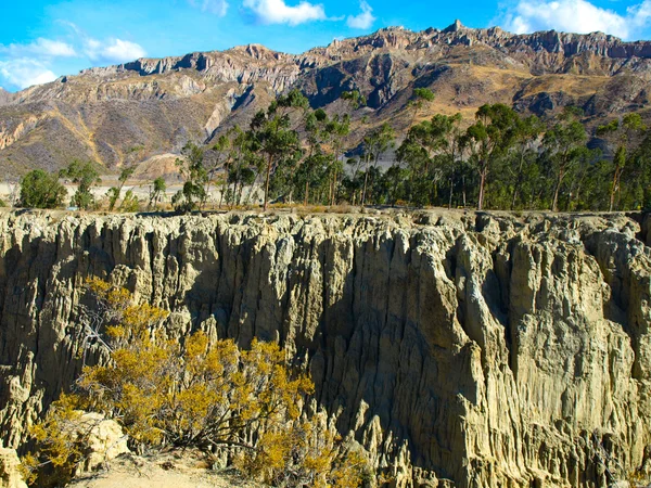 Pilastri rocciosi affilati nella Valle della Luna boliviana — Foto Stock