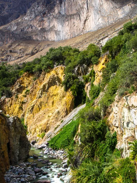 Colca nehir kanyonun dibinde — Stok fotoğraf