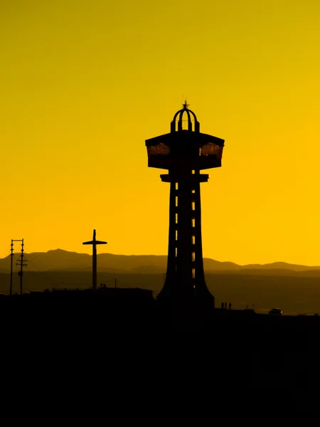 Tower silhouette at sunset time — Stock Photo, Image