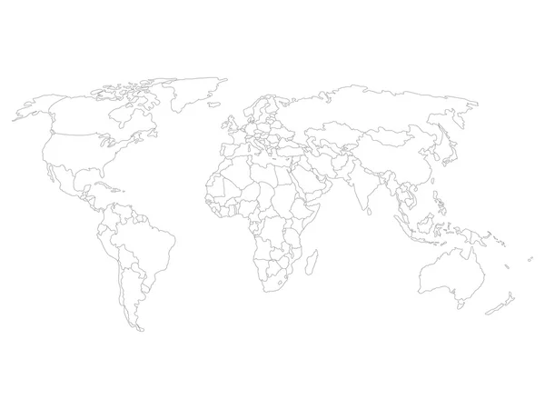 Mappa del mondo con confini del paese levigati — Vettoriale Stock