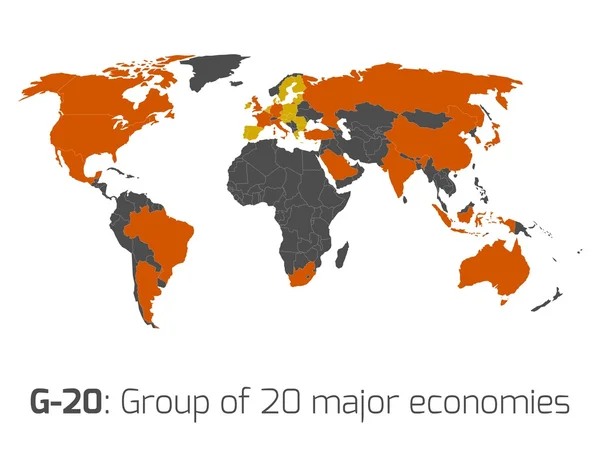 G-20 členských států světa mapa — Stockový vektor