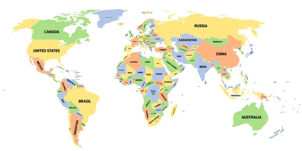 Politieke kaart van de wereld — Stockvector