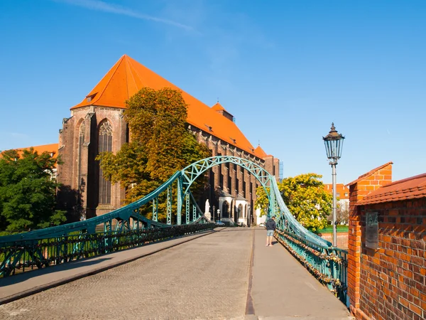 Ponte Tumski e Chiesa di Santa Maria a Breslavia — Foto Stock