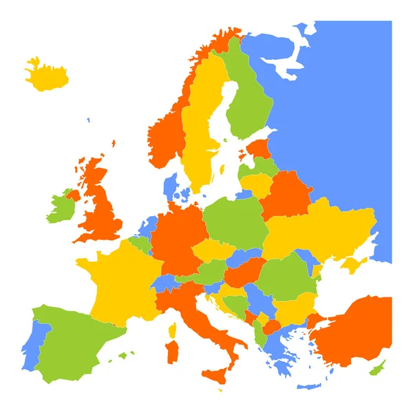 Mapa en blanco colorido de Europa — Vector de stock