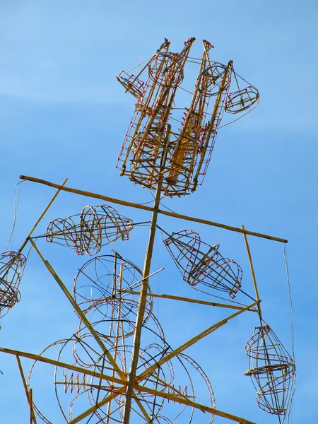 Torre de fogo de artifício de bambu — Fotografia de Stock