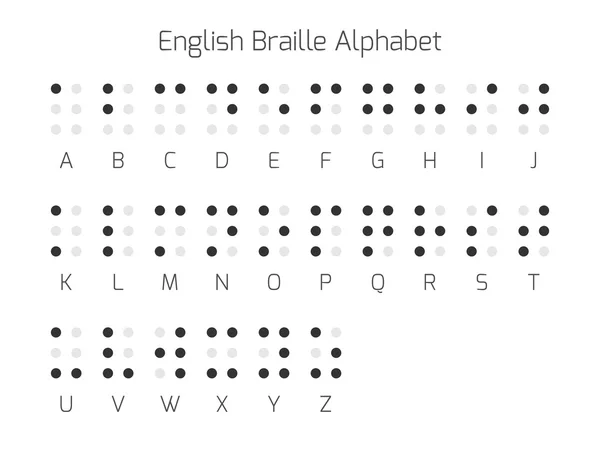 Litery alfabetu Braille'a angielski — Wektor stockowy