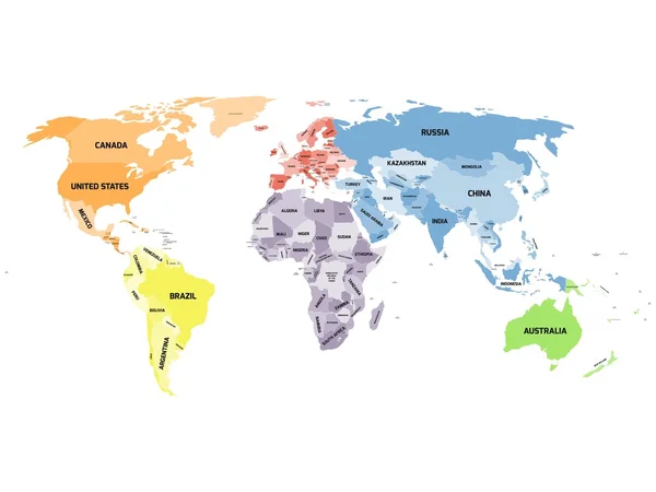 Mapa político del mundo sobre fondo blanco . — Vector de stock