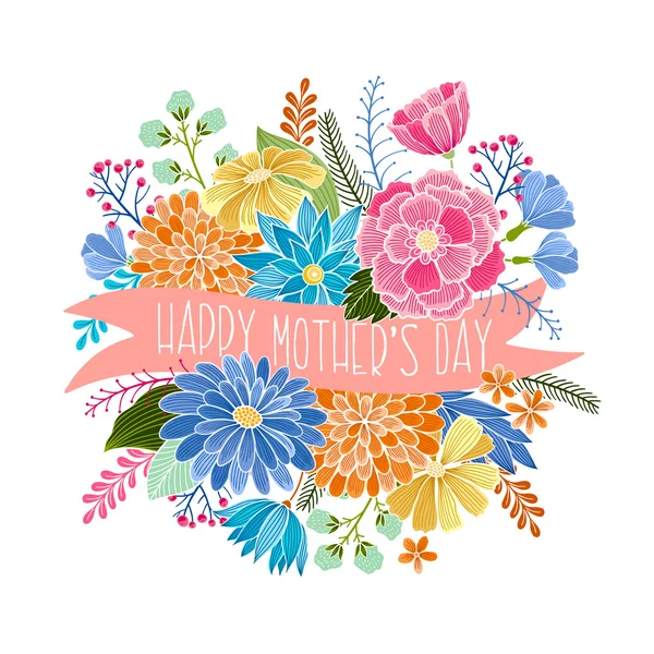 Tarjeta de felicitación Feliz Día de las Madres Vector De Stock