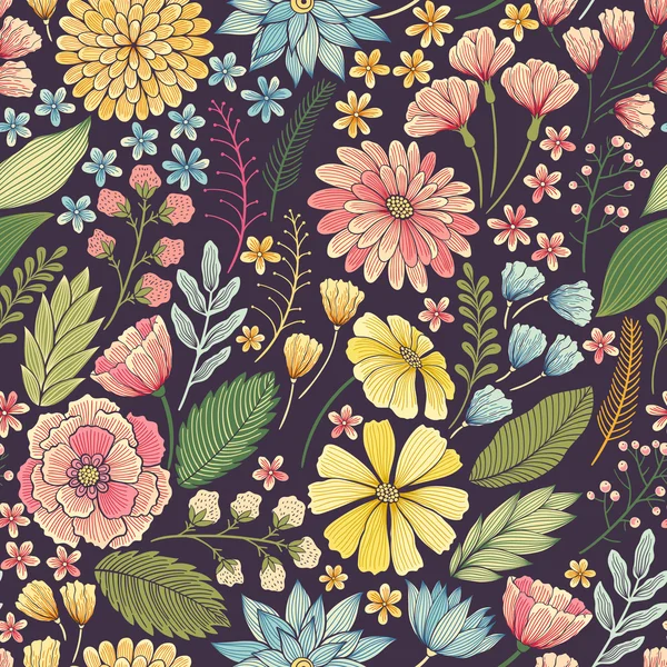 Patrón floral sin costuras — Archivo Imágenes Vectoriales