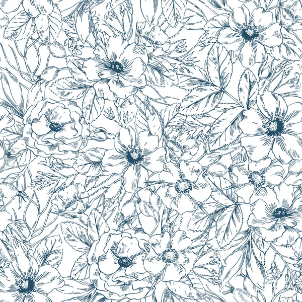 Seamless Wild Rose Pattern — стоковый вектор