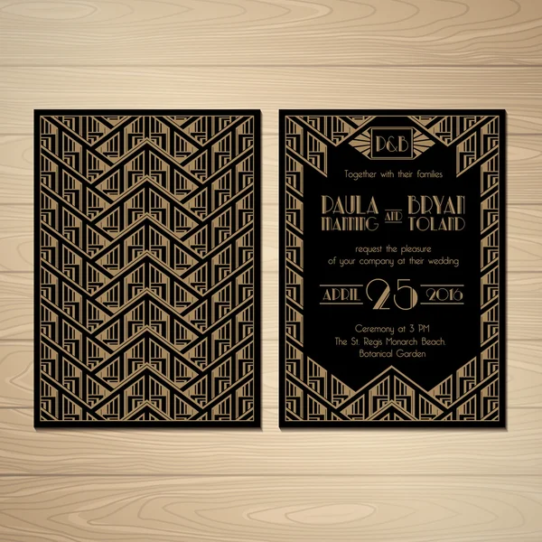 Invitaciones de boda de Gatsby — Vector de stock