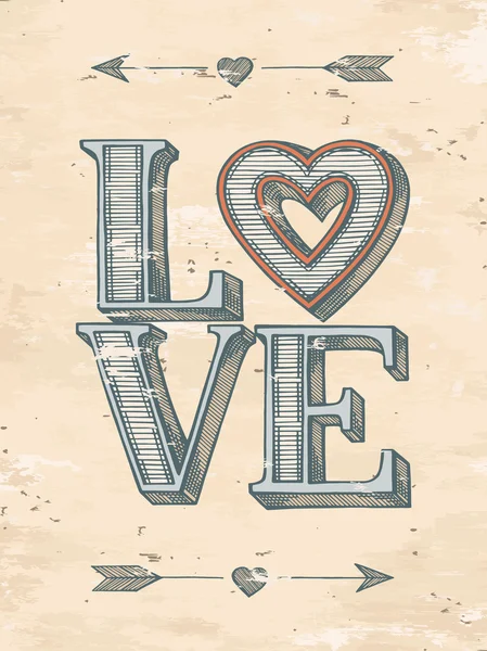 Affiche dessinée à la main Love — Image vectorielle