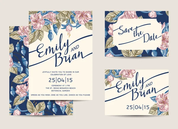 Plantilla de invitaciones de boda — Vector de stock