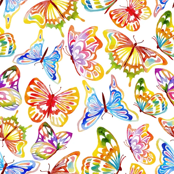 Watercolor Butterfly Pattern — Stock Vector