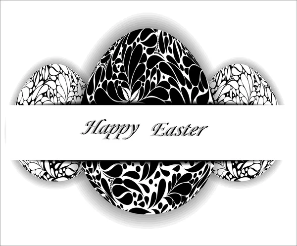 Siyah ve beyaz çiçek desenli Paskalya yumurtaları. Stok Vektör