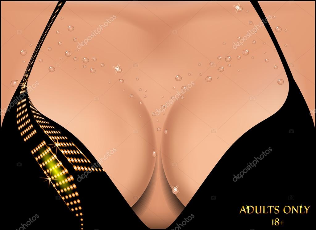 Beautiful female breast in water droplets. Vector illustration. Stock  Vector by ©elena_petrus28 67429599