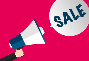 Satış Konuşması Kabarcığı - El Tutuşu Megafon Düz Tasarım Vektörü