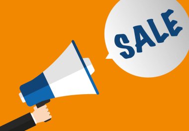 Satış Konuşması Kabarcığı - El Tutuşu Megafon Düz Tasarım Vektörü