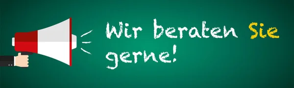 Alman metniyle megafon anonsu. Size önermekten mutluluk duyarız.