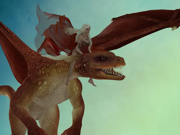 Fairy rides Dragon Stock Image