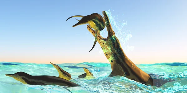 クロノサウルス海洋爬虫類攻撃 — ストック写真
