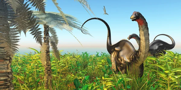Сад динозавров апатозавров — стоковое фото