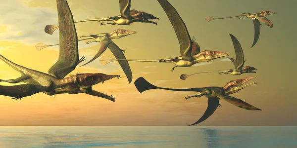 Eudimorphodon Dinosaur Flock — Stock Photo, Image