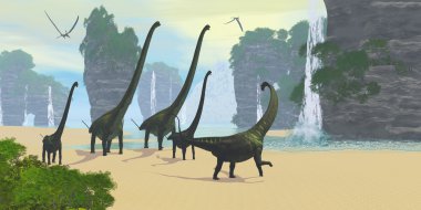 Mamenchisaurus dinozor sürüsü