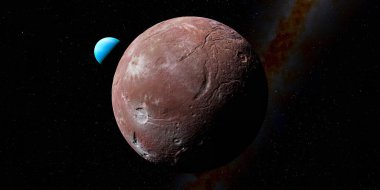 Titania 'nın yüzeyinde kanyonlar, kraterler ve yansıtıcı buz parçaları bulunur. Güneş sistemindeki en büyük sekizinci uydudur ve buzlu bir buz örtüsüyle çevrili kayalık bir çekirdekten oluşur.. 