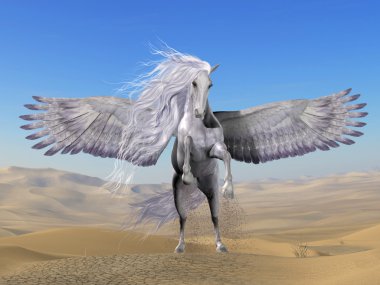 Çölde beyaz Pegasus