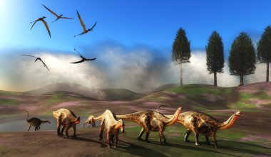 Dicraeosaurus dinozor çayır