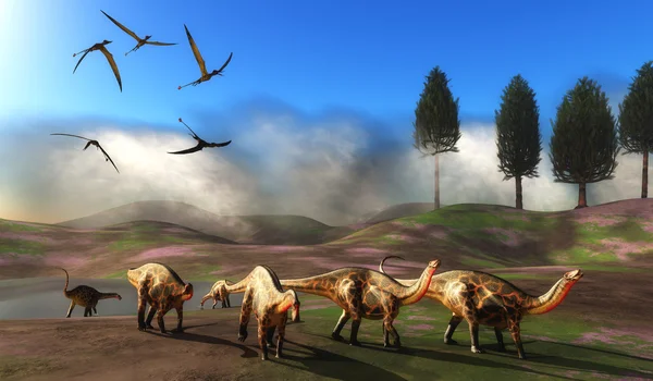 Dicraeosaurus dinozaur łąka — Zdjęcie stockowe