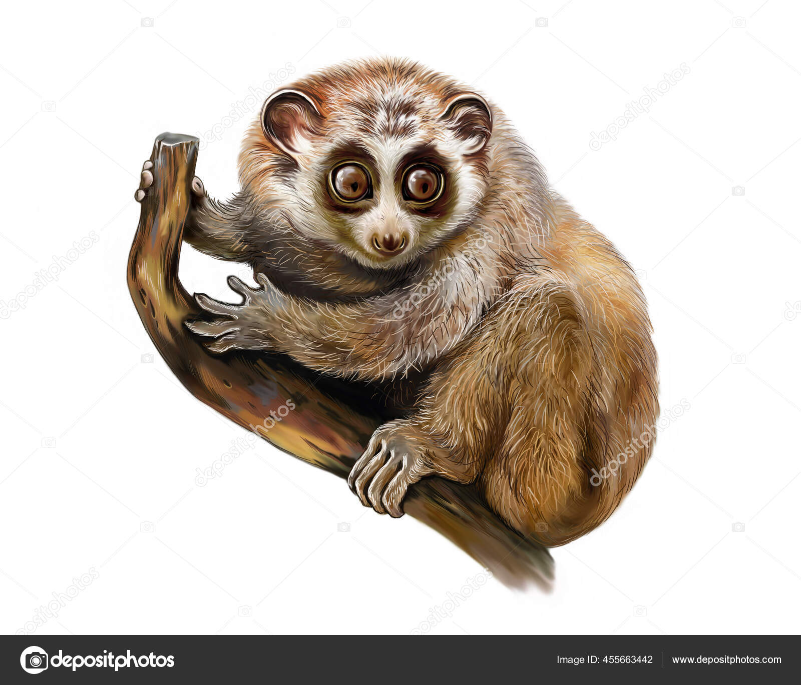 curieuse pygmée lent loris sur bambou branche contre bleu Contexte 53530642  Photo de stock chez Vecteezy, image size:1600x1369