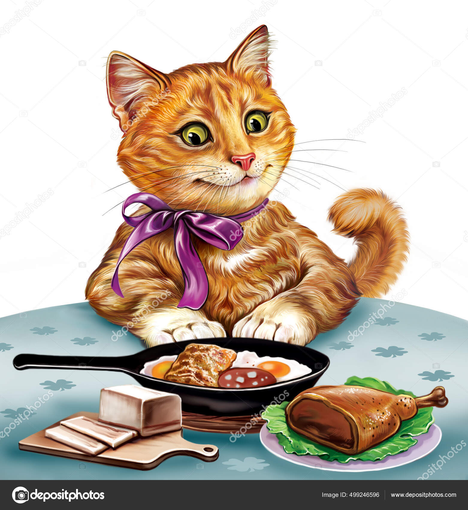 Divertido Gato Dibujos Animados Sentado Mesa Con Comida Sartén Con: fotografía de stock © #499246596 | Depositphotos Divertido Gato Dibujos Animados Sentado Mesa Con Comida Sartén Con: fotografía de stock © #499246596 | Depositphotos