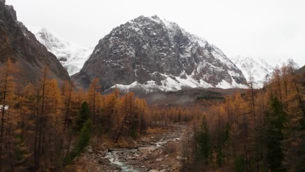 Mount Karatash in Aktru Valley in Autumn. Altai, Russia — Stock Video