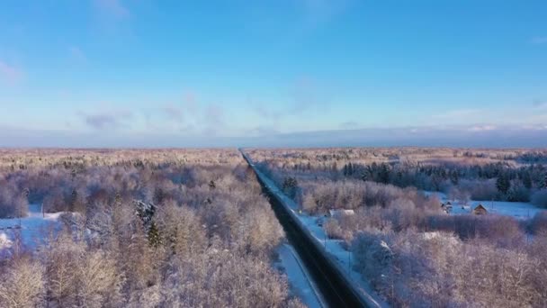 Route en hiver. Vue Aérienne — Video