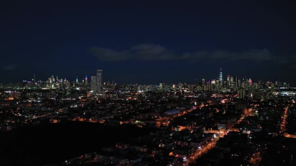 Gece vakti New York. Hava Görünümü — Stok video