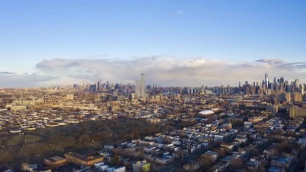 Cidade de Manhattan, Nova Iorque no Sunny Day. Vista aérea — Vídeo de Stock
