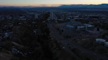 Sunset 'teki Salt Lake City' de. Utah, ABD. Hava Görünümü