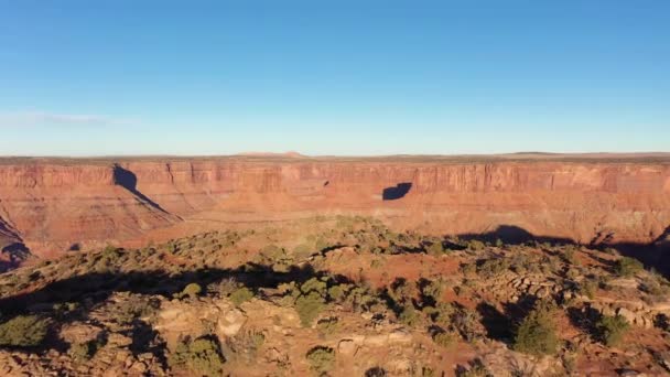 Dead Horse Point State Park at Sunrise. Utah, USA. Aerial View. — Stock Video