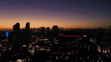 Sunset 'te Miami Skyline. Aerial View, ABD