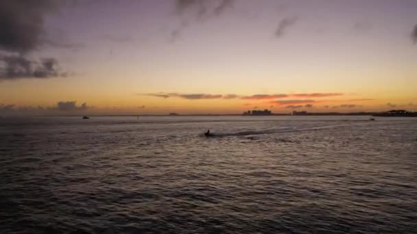 Jet Ski al tramonto. Miami, Florida, USA. Vista aerea — Video Stock