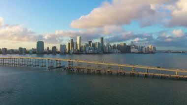 Miami, Sunset 'te. Hava görüntüsü. Florida, ABD