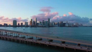 Miami, Sunset 'te. Hava görüntüsü. Florida, ABD