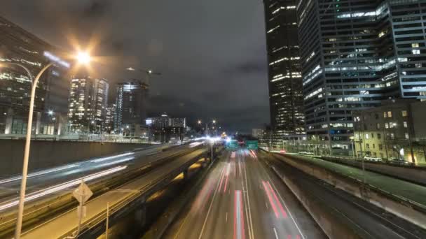 Seattle Downtown por la noche. Estados Unidos — Vídeo de stock