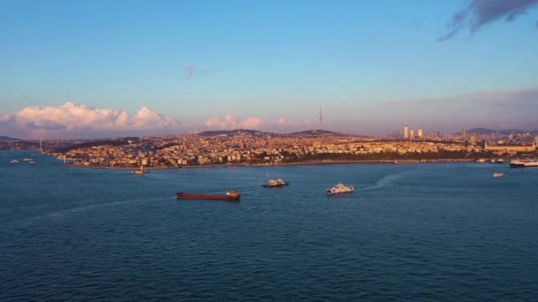 Istanbul City al tramonto. Parte asiatica. Vista aerea — Video Stock