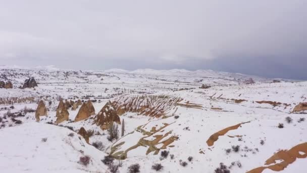 Capadocia en invierno. Pavo. Vista aérea — Vídeos de Stock