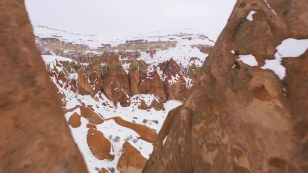 Cappadoce en hiver. La Turquie. Vue Aérienne — Video