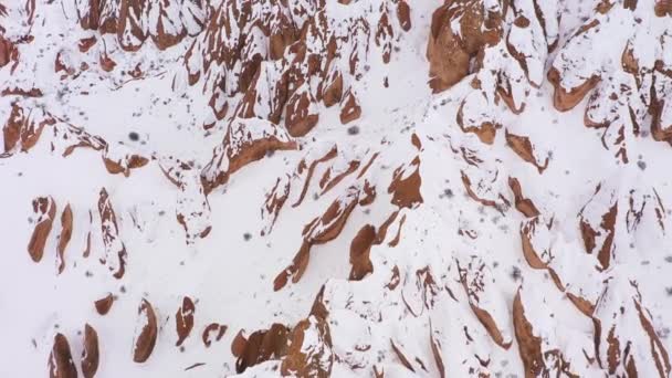 Cappadocia in inverno. Tacchino. Vista aerea — Video Stock