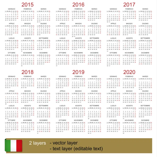 Calendario 2015-2020 — Vector de stock